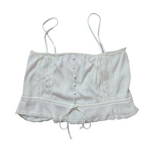 Zara White Spaghetti Strap Crop Top Size L